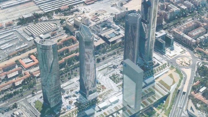 Recreación del rascacielos Caleido (Quinta torre) y sus zonas aledañas.