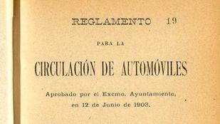 Portada del reglamento de circulación de automóviles del 12 de junio de 1903