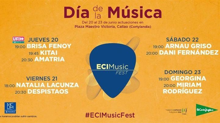 Programación de los conciertos organizados por El Corte Inglés