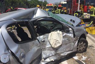 Siete heridos en un accidente múltiple en la A-42