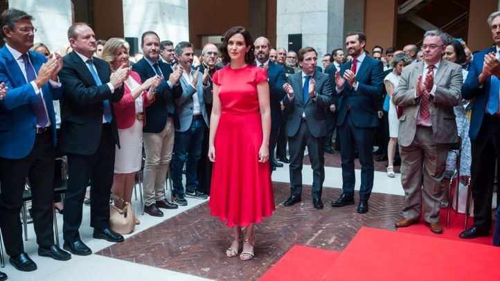 Isabel Díaz Ayuso, en su llegada a su toma de posesión como presidenta de la Comunidad de Madrid.