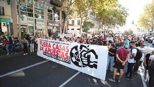 Manifestación contra las casas de apuestas.