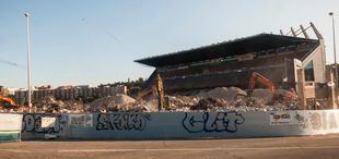 Obras de demolición del Vicente Calderón.