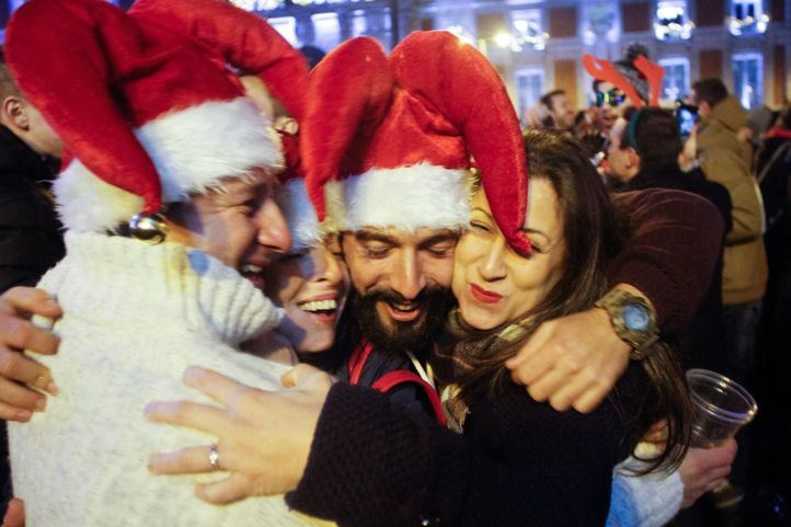Celebración de Nochevieja en la Puerta del Sol de Madrid