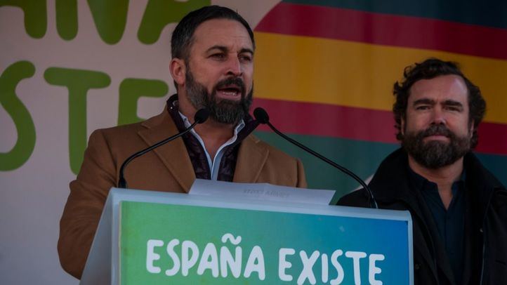 Santiago Abascal ha leído un manifiesto en la concentración de España Existe en el Ayuntamiento de Madrid
