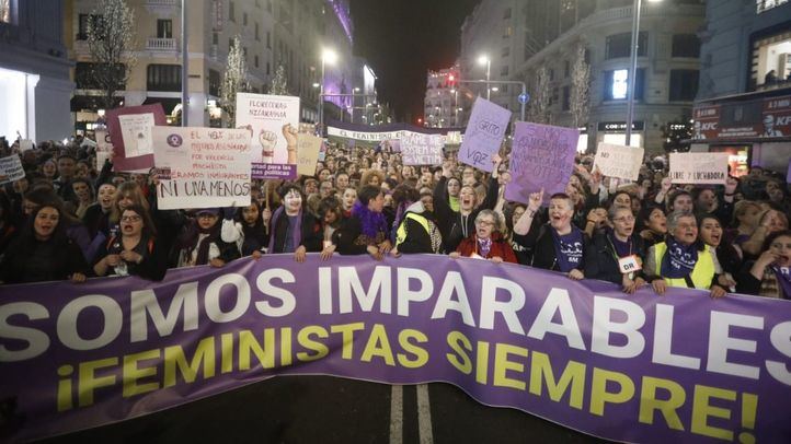 Cabecera de la manifestación del 8-M en conmemoración con el Día de la Mujer.