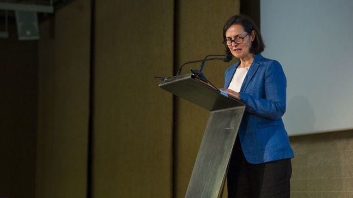 La actual decana del Colegio Oficial de Arquitectos de Madrid, Belén Hermida.