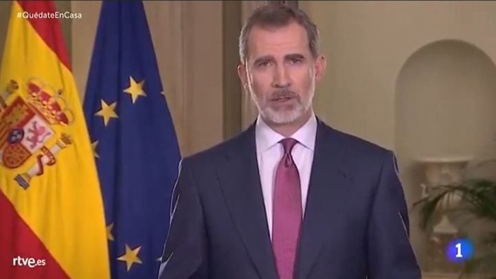 El Rey Felipe VI, durante su mensaje.