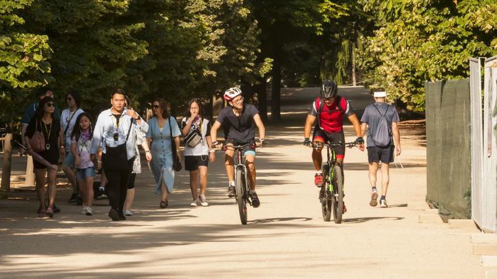 Ciclistas en el Parque de El Retiro.