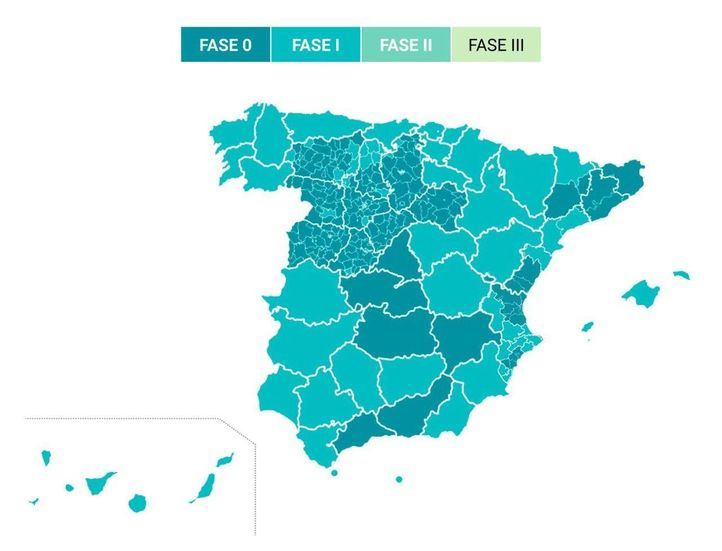 Los territorios que pasan (y los que no) a la fase 1 de la desescalada