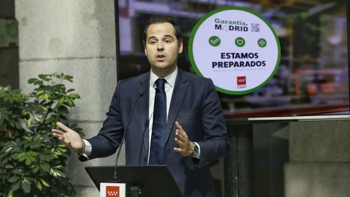 El portavoz del Gobierno regional, Ignacio Aguado, presenta 'Garantía.Madrid'.