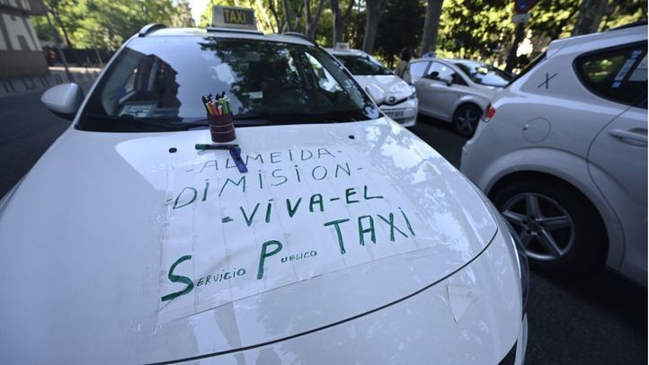 Manifestación del taxi en Madrid este martes