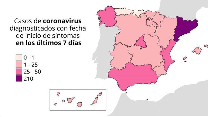 Mapa de los rebrotes el lunes 6 de julio