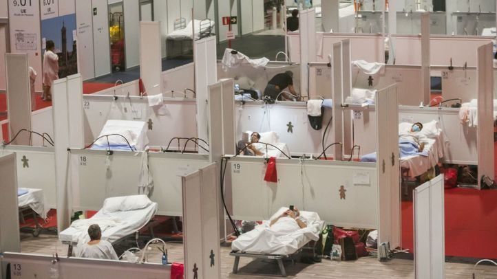 Enfermos de coronavirus en el Hospital de Ifema durante la pandemia
