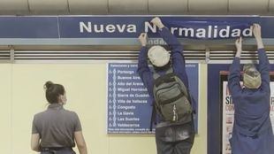 Redretro 'rebautiza' la estación de Metro de Nueva Numancia como 'Nueva Normalidad'