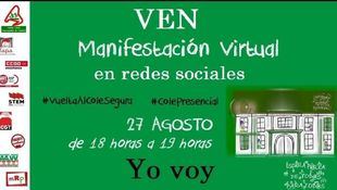Los sindicatos y la FAPA Giner de los Ríos convocan una manifestación virtual para este jueves