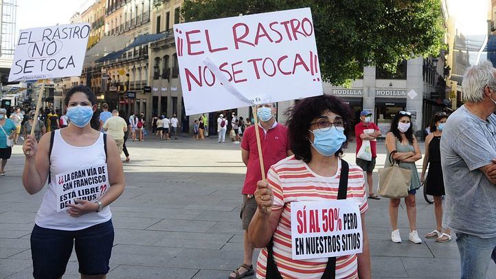 Los trabajadores del Rastro de Cascorro protestaron esta semana en la Plaza de Callao