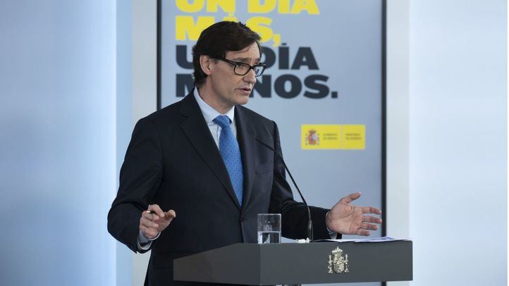 El ministro de Sanidad, Salvador Illa, en rueda de prensa en el Palacio de la Moncloa