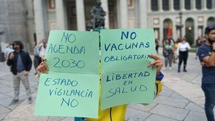 Los negacionistas se concentran en el Prado al prohibir la Delegación la protesta en Colón