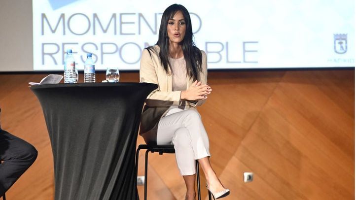 Begoña Villacis, vicealcaldesa de Madrid, durante la presentación de la campaña publicitaria 'Momento terraza, momento responsable'