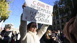 Protesta por la "imposición de la mascarilla" y la gestión del Covid del Gobierno