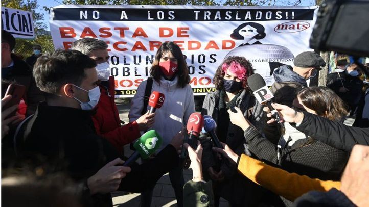 Isa Serra, portavoz de Unidas Podemos, en la manifestación contra el Hospital Isabel Zendal