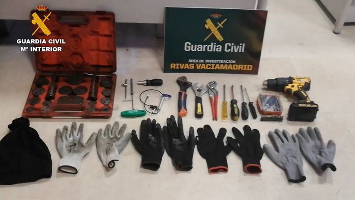 Material incautado a los miembros de la organización criminal