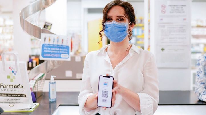 Isabel Díaz Ayuso durante la presentación de la tarjeta sanitaria virtual
