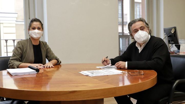 Pepu Hernández y Enma López en la presentación de las enmiendas al Presupuesto de PP y Cs