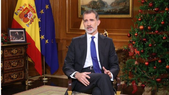 Felipe VI en un momento del tradicional mensaje de Navidad