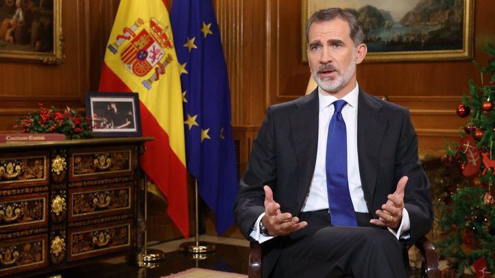El Rey Felipe VI en un momento del tradicional discurso de Navidad