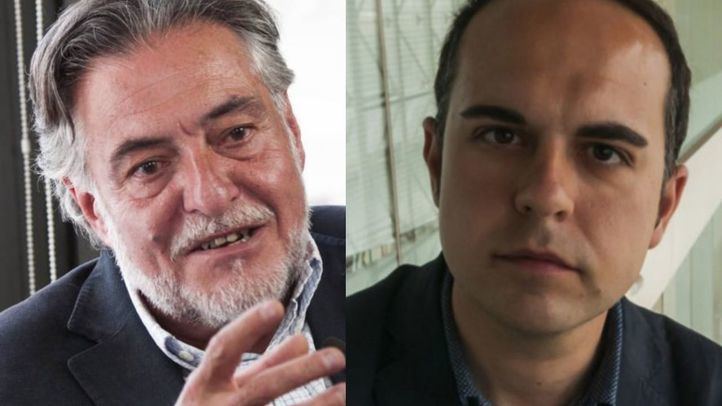 Pepu Hernández, portavoz del PSOE y José Manuel Calvo, concejal de Más Madrid en el Ayuntamiento de Madrid, esta tarde en Com.Permiso