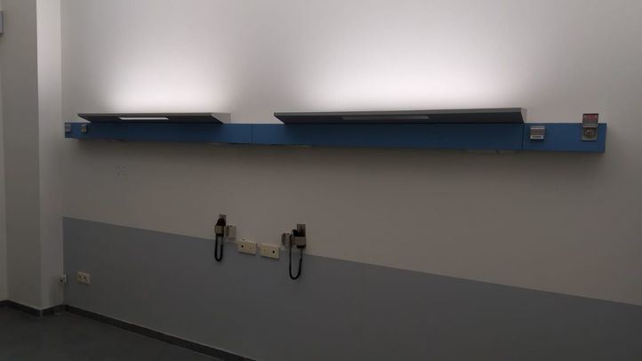 Una de las habitaciones de la zona T4 del Hospital del Tajo sin camas