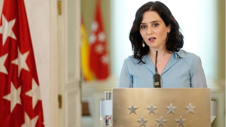 Ayuso en la comparecencia por el adelanto de las elecciones