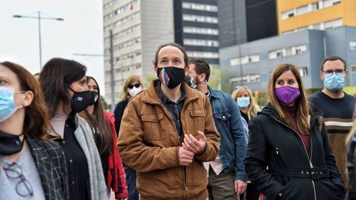 El candidato de Unidas Podemos, Pablo Iglesias, en Parla