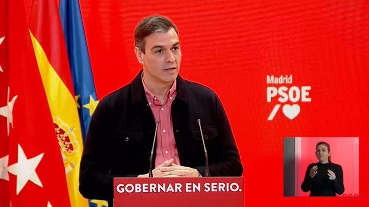 Pedro Sánchez, secretario general del PSOE, durante un acto de precampaña del PSM