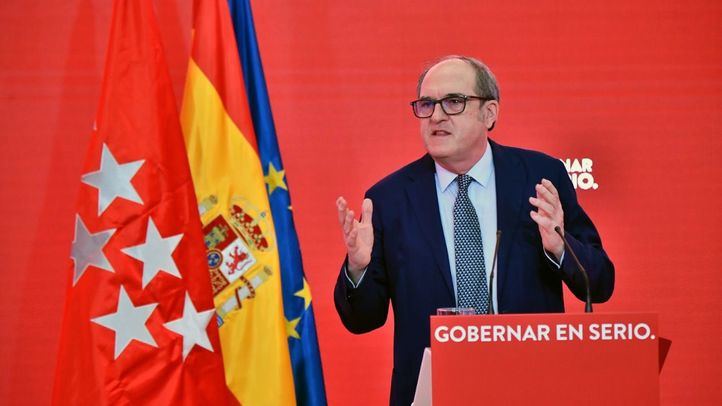 Ángel Gabilondo, candidato del PSOE a la presidencia de la Comunidad de Madrid, durante un acto de precampaña