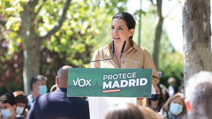Rocio Monasterio, candidata de Vox a la presidencia de la Comunidad de Madrid, durante un acto de campaña en Boadilla del Monte