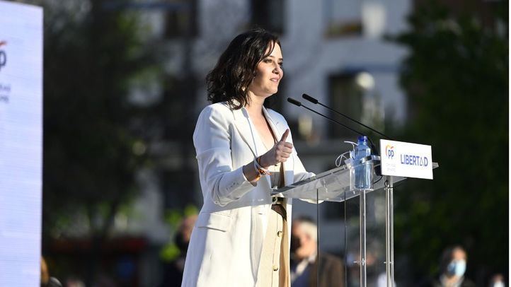 Isabel Díaz Ayuso, candidata del PP a la presidencia de la Comunidad de Madrid, durante el acto de inicio de campaña para las elecciones del 4M.