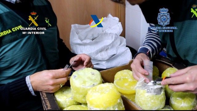 Desarticulada una organización criminal que introducía cocaína dentro de piñas 'preñadas'