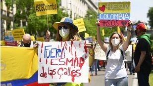 Cientos de colombianos protestan en Madrid contra el Gobierno de Iván Duque
