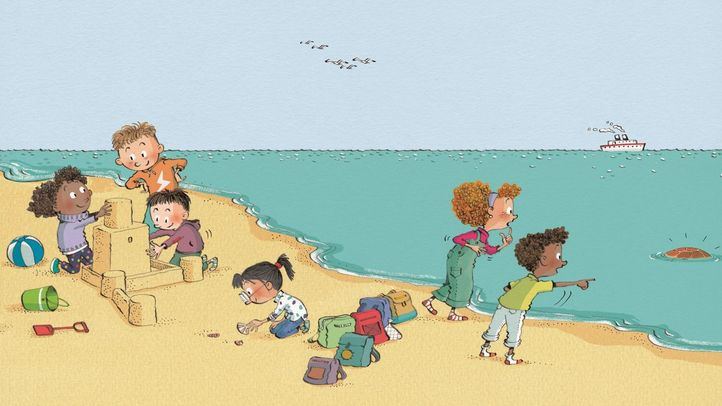 Una imagen de cuento 'Lola y la tortuga' sobre el cuidado del medioambiente