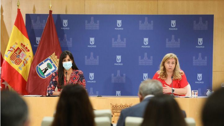 La vicealcaldesa de Madrid, Begoña Villacís, y la portavoz municipal, Inmaculada Sanz en la rueda de prensa posterior a la Junta de Gobierno.