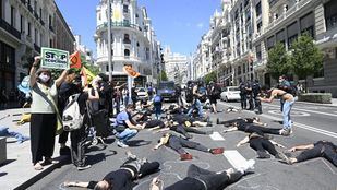 Extinction Rebellion corta la Gran Vía con un 'funeral de las especies' para reclamar el delito de 'ecocidio'