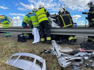 Herida tras chocar el coche que conducía con un camión en la M-50 a la altura de Fuenlabrada