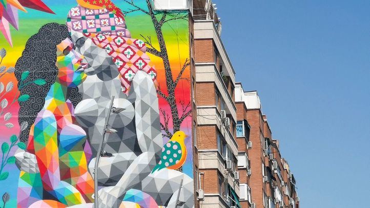Nuevo mural de Okuda en Madrid Río
