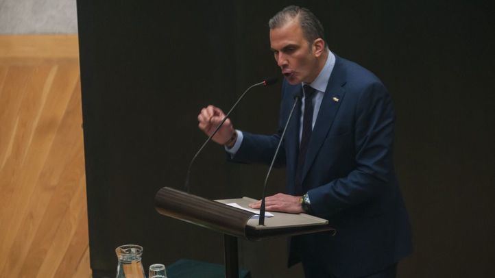 Imagen de archivo de una intervención del portavoz de Vox en el Ayuntamiento de Madrid, Javier Ortega Smith, en el pleno del Consistorio