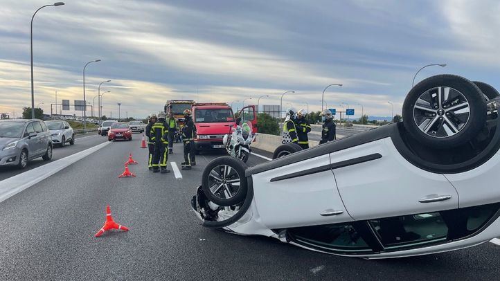 Accidente en el puente que une la M-607 con la M-40 en Madrid