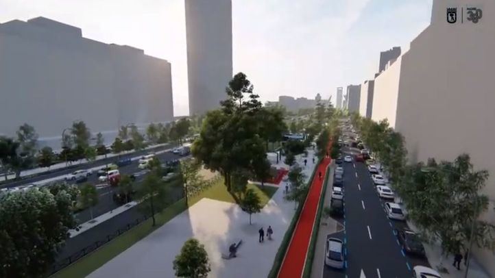 Carril bici proyectado en el Paseo de la Castellana.