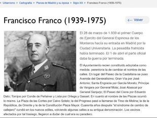 Eliminada la web cartográfica de Madrid por contener “términos hirientes” sobre el franquismo